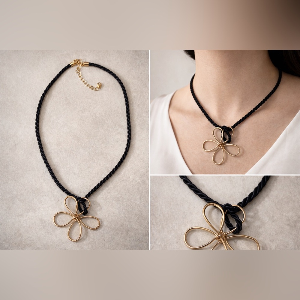 ⚠️ 5/25: wire flower cord necklace